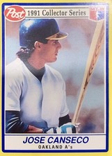 1991 Post Collectors Series Jose Canseco #4 Oakland Athletics NMMT