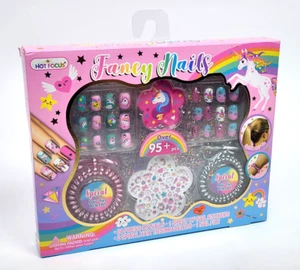 Fancy Nails Unicorn 95 Pcs Unicorn Press-On Fake Nails for Kids Teens Nail Art - Picture 1 of 1