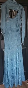 Alex Evenings blue long mother of the bride beaded gown & shawl dress size 14 - Picture 1 of 11