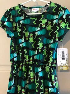 LuLaRoe Disney Mae Kermit the Frog Print NEW Size 12 Black & Green Dots 🦄 NWT * - Picture 1 of 9