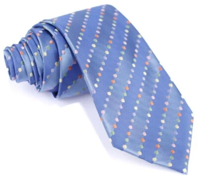 "Corbata azul con rayas y lunares para hombre ROOSTER 100 % SEDA 59" X 4""" Foto 1 de 4