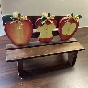 Small Solid Wood Bench Decoration Apple Kitchen Theme Cottage Shelf Decor - Picture 1 of 11