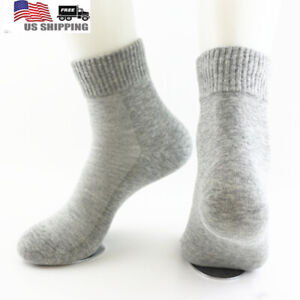 4 Pairs Women Crew Ankle Sport Casual Calf Solid White Gray Classic Cotton Socks