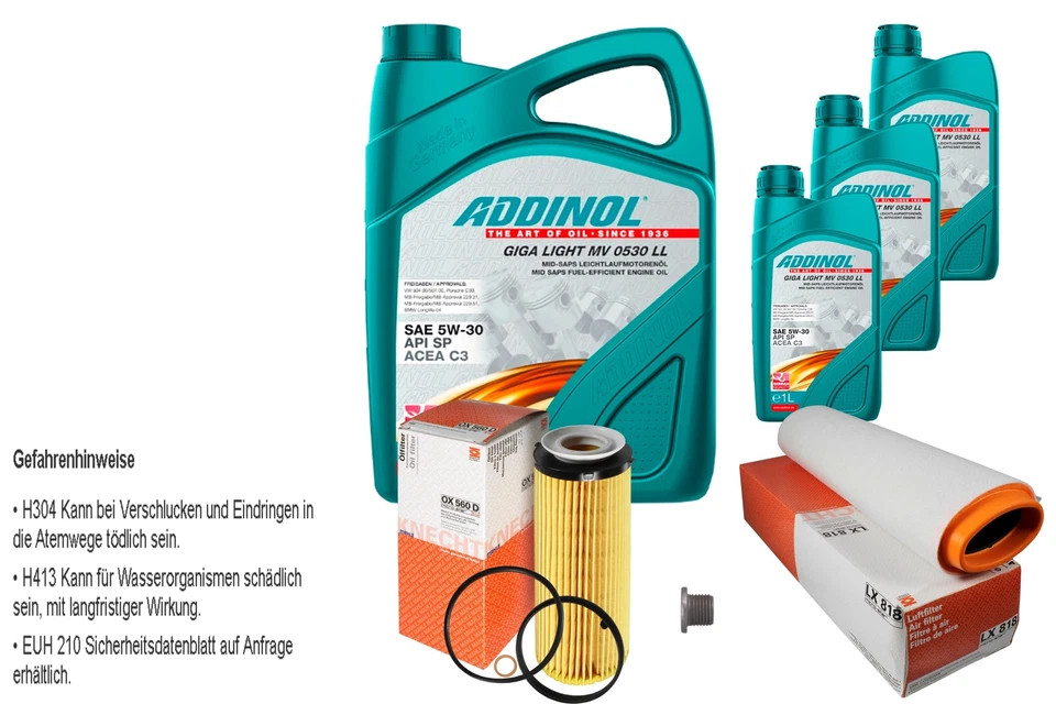 Mahle Inspección Set 8L Addinol Giga Luz Mv 5W-30 para BMW X5 E70 Xdrive30d X - Imagen 1 de 1