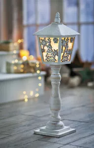 Linterna LED Navidad Linterna de pie de madera con motivos de invierno 60 cm de altura Decoración - Imagen 1 de 3