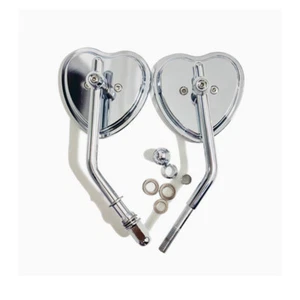Espejos retrovisores cromados corazón motocicleta para Harley Softail Dyna Bobber Chopper - Imagen 1 de 5