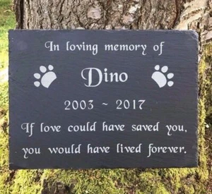 12 x 8" Engraved Pet Memorial Large Slate Headstone Grave Marker Plaque Cat Dog - Picture 1 of 5