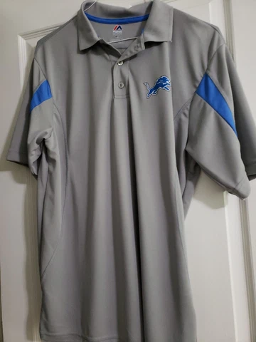 DETROIT LIONS GOLF POLO SHIRT MENS LARGE MAJESTIC TEAM APPAREL Cover