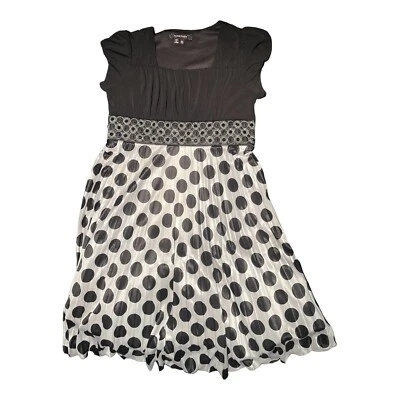 Vestido My Michelle Niñas/Niños Talla 10 Blanco Con Lunares Negros Usado GC�� Foto 1 de 4