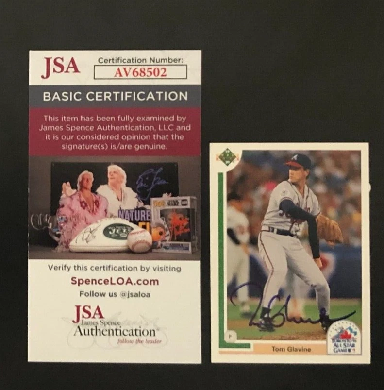 Tom Glavine 1991 Upper Deck Auto JSA COA - Image 1 of 1