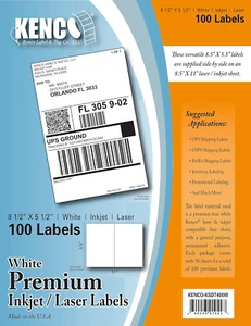 Premium White Address Shipping UPC Laser/Inkjet Labels Made in the USA (8.5" X 5 - Picture 1 of 1