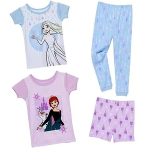 DISNEY Girls Frozen 2 Pajamas Princess Elsa Anna Olaf Pant Shirt 5 6 7 4 Piece - Picture 1 of 7