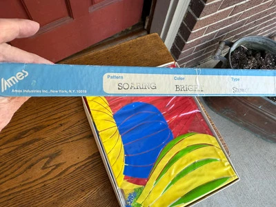 NOVO Vintage Ames “Soaring Bright” Balões de Ar Quente Cortina de Chuveiro de Vinil - Imagem 1 de 4