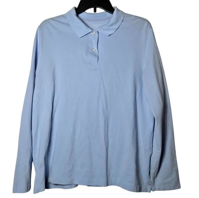 Polo Lands End Mujer Azul Manga Larga Talla Grande 1X Carrera Negocios Oficina Preppy Foto 1 de 4