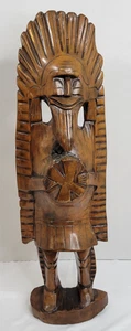 Vintage Cigar Shop Hand Carved Wooden Indian Chief, CounterTop Model Flat Back - Picture 1 of 12