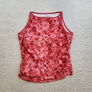 Columbia Titanium Sports Cropped Tank Top M Red Tie Dye Built Bra Fitted - Picture 1 of 10