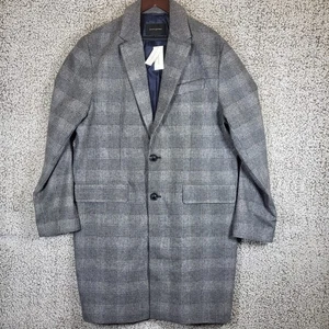 Abrigo a Cuadros Banana Republic Mezcla de Lana Gris Glen Para Hombre Talla Grande Nuevo con Etiquetas - Imagen 1 de 16