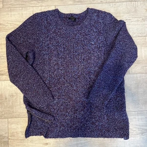 Talbots Sweater Womens L Purple Merino Wool Round Neck Long Sleeve Side Zip - Picture 1 of 5