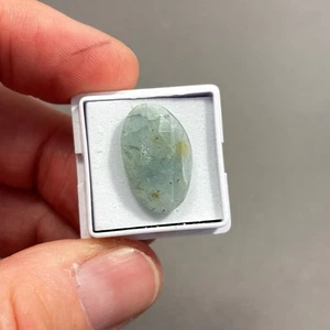 8.55 Carat Aquamarine Checker Board Cabochon loose gemstone 20x13mm Eo-1254 - Picture 1 of 4