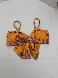Top con lazo de bikini Anthropologie talla A+ 1X naranja floral C70 - Imagen 1 de 5