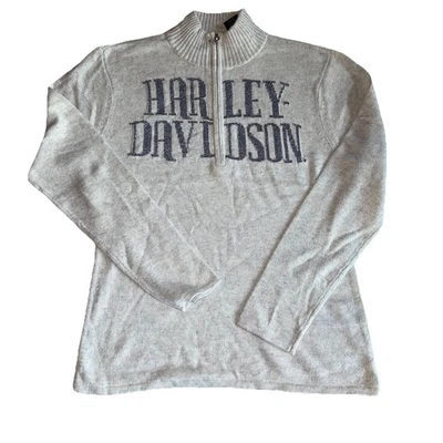 Suéter Harley Davidson para mujer 2XL mezcla de lana logotipo brillante cuarto cremallera gris Foto 1 de 4