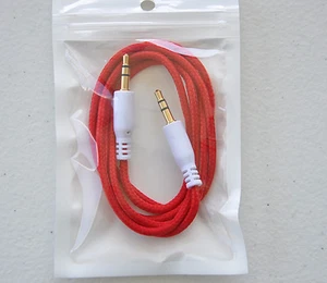 BRAIDED AUXILIARY aux audio stereo cable FOR apple iphone 6 4s 5 ipod car mp3 pc - Picture 1 of 13