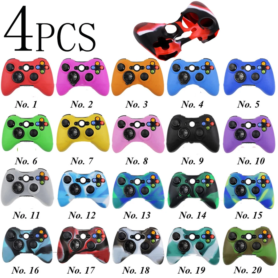 4 X Rubber Skin Silicone Gel Protective Cover For Microsoft Xbox 360 Controller - Image 1 of 4