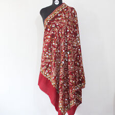 Chal de Cachemira, hecho a mano fino lana merino bordado seda chal, chal para mujer