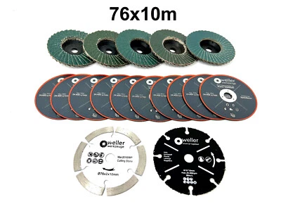 WELLER WERKZEUGE XXL Zubehör SET passend für Mini akku Winkelschleifer z.b. Bosch GWS 12V 10,8V