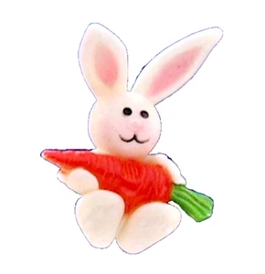 RARE Hallmark PIN Easter Vintage BUNNY Rabbit LONG EARS w CARROT 1975 Brooch - Picture 1 of 2