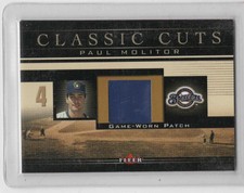 Paul Molitor 2002 Fleer Classic Cuts Game Used Patch Card #PM-P Brewers
