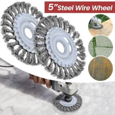 2er Drahtbürste Set Für Winkelschleifer Ø125mm Scheibenbürste Gezopft Bohrung DE - Bild 1 von 4