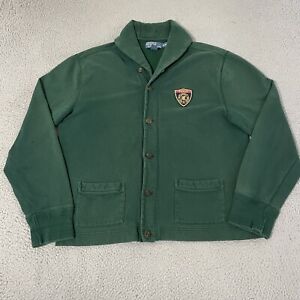 Polo Ralph Lauren Cardigan Mens Extra Large XL Green Sweater Shawl Collar Crest