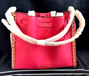 Michael Kors Mina Large Belted Chain Shoulder Leather Electric Pink Neu mit Etikett - Bild 1 von 11