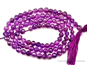 Amethyst 4-4.5mm / 3.5-4mm Micro FACETED Round Beads 7"str (Select-A-Size) - Picture 1 of 2