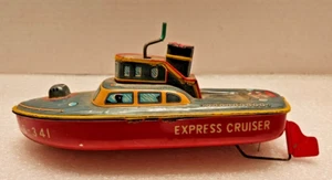 Bandai Japón hojalata litografiado Express Cruiser barco de cuerda - Imagen 1 de 6