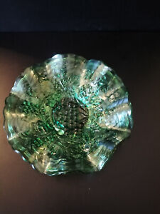 Vintage CARNIVAL GLASS Green BOWL - Vines Pattern - 22cm