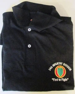 24TH INFANTRY DIVISION " FIRST TO FIGHT" EMBROIDERED LIGHTWEIGHT POLO SHIRT - Picture 1 of 9