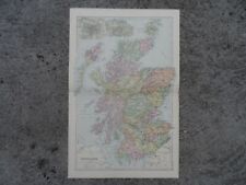 Antique map - Scotland - printed paper 19th c print for framing - 35x54  cm