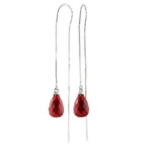 Pendientes de rosca de gemas de rubí rojo genuino Briolette amarillo, blanco u oro rosa 14K - Imagen 1 de 8