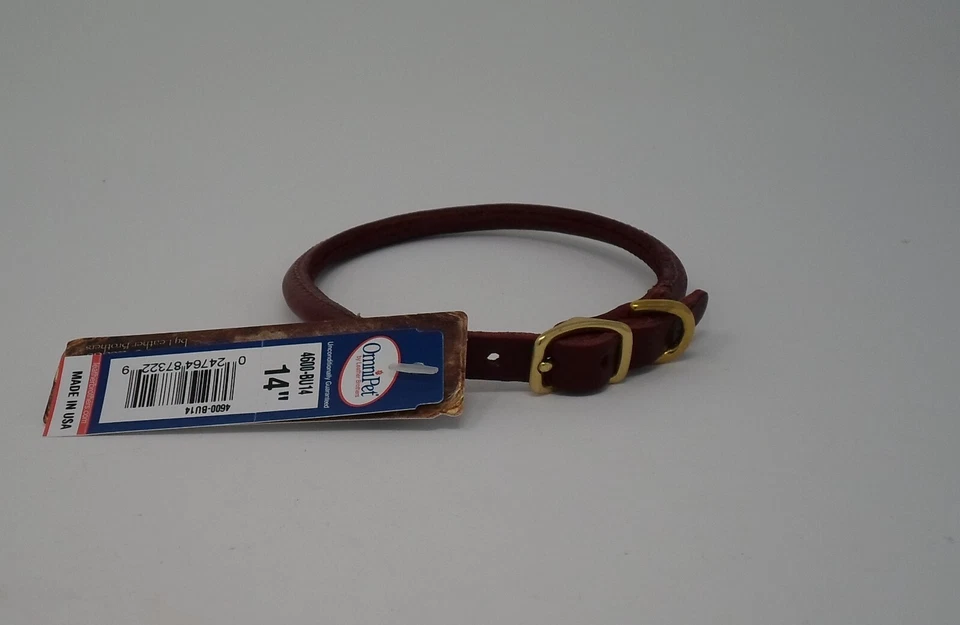 CUELLOS REDONDOS DE CUERO LATIGO PARA PERROS #4600 TALLA 14" / BORGOÑA Foto 1 de 1