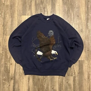 Vintage 90s Eagle Animal Nature Forest Outdoors Crewneck XL USA - Picture 1 of 6