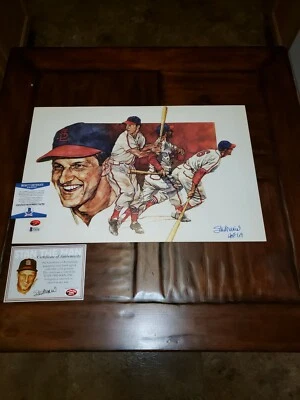 💥HOF💥STAN MUSIAL💥SIGNED💥💥18X12"⚾️W/HOF 69💥INCRIPS💥BECKETT💥MUSIAL 2 COA - Image 1 of 4