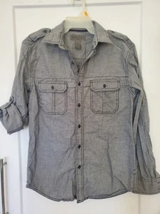 Decree Long Tab Sleeve Gray Mens Button Down Size Small - Picture 1 of 3