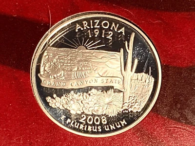 2008-S SILVER PROOF STATE QUARTER - ARIZONIA - CAMEO - COMBINED SHIPPING - Image 1 of 2