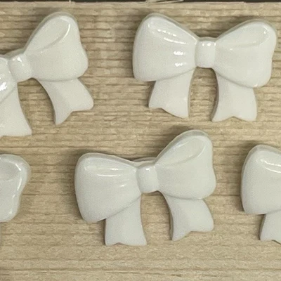 Beautiful Bow Buttons White Plastic Shank 5/8" Lot W5 - Image 1 of 4