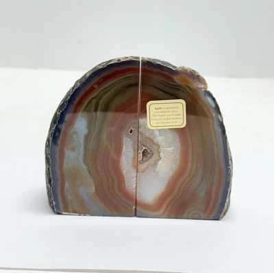 Red Agate Bookends Beautiful Colors and Patterns Unique High Quality Set - Image 1 of 3