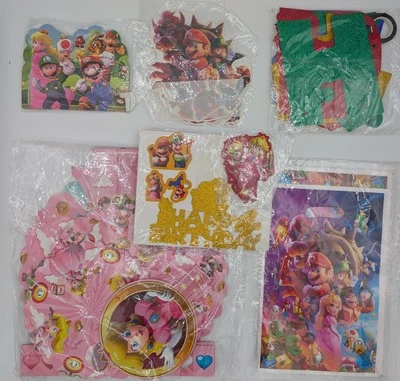 Princess Peach+Mario Friends Birthday Party Set;Banner, Cupcake Tower+More.61pcs - Image 1 of 4