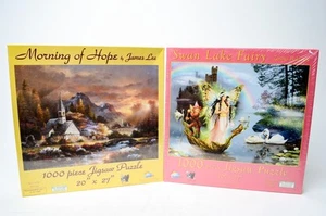 SunsOut  1000 Piece Puzzles  Lot of 2, Swan Lake Fairy & Morning of Hope New - Picture 1 of 14