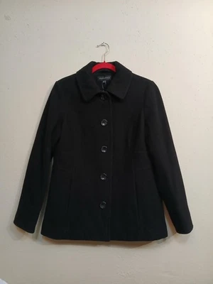 Investments Coat Womens Small Black Wool Blend 5 Button Front Lined Jacket - Image 1 of 4